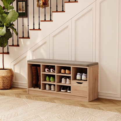 Dulap pentru pantofi cu scaun, stil loft, sonoma, hol, bancă cu sertar, 100 cm