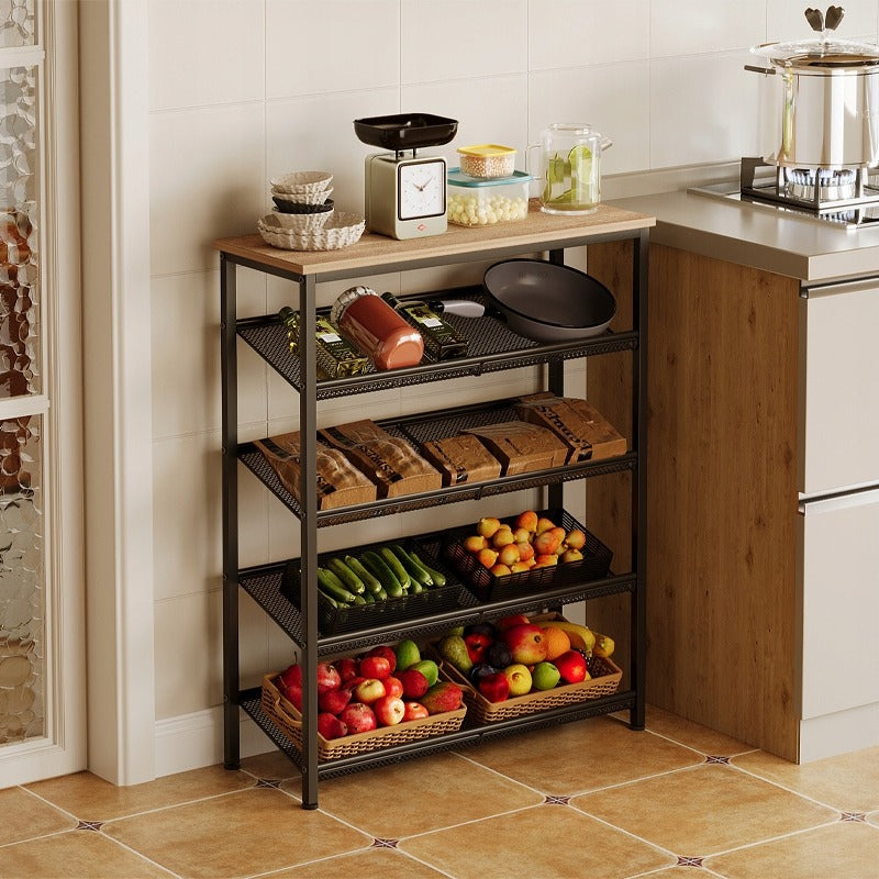 Raft industrial din lemn maro deschis, în stil retro, pentru bucătărie, 75 cm