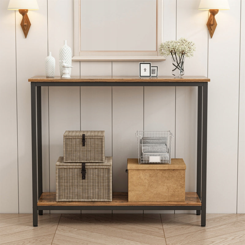 Raft cu etajeră – stil loft industrial, maro rustic, dulap 100 cm