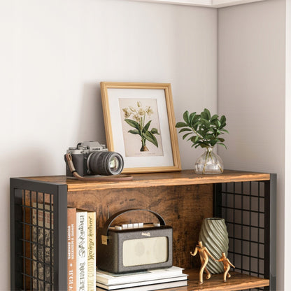 Dulap în stil industrial - 74x30x155 cm, 5 rafturi, MDF și metal, stil loft, design compact și robust