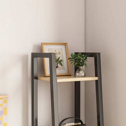 Dulap tip scară cu 4 rafturi - 34x147x32 cm, maro închis, stil industrial loft