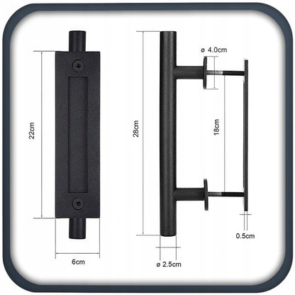 Mâner pentru uși glisante, negru mat, loft, solid, retro, premium
