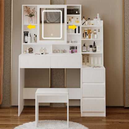 Masă cosmetică + scaun de machiaj cu oglindă LED - glamour loft