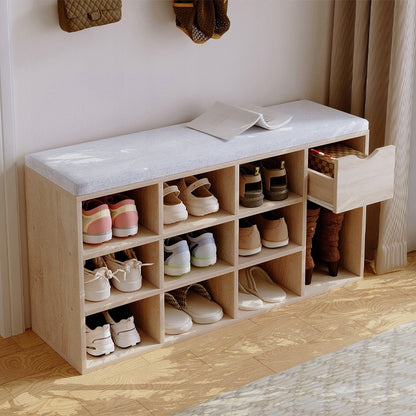 Dulap pentru pantofi cu scaun, bancă pentru hol Loft Sonoma cu sertar, 100 cm