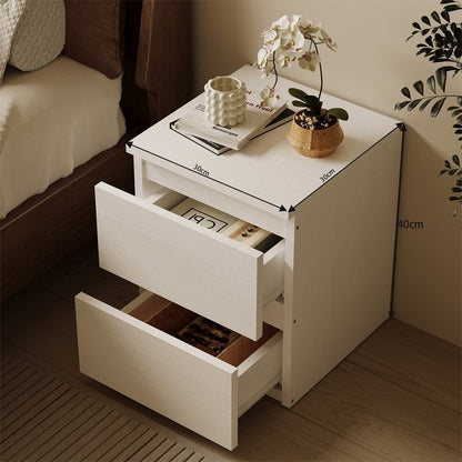 Noptieră pentru dormitor sau sufragerie, 2 sertare, stil loft, albă, modernă