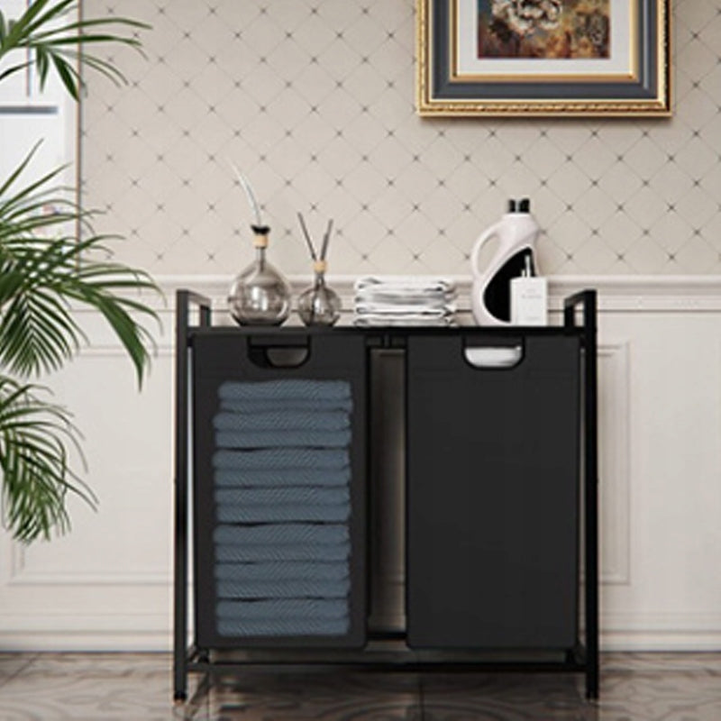 Coș de rufe mare cu două compartimente și raft, suport industrial pentru containere