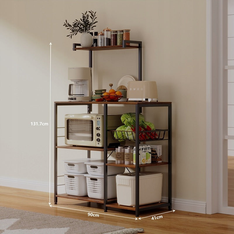 Suport pentru cuptor cu microunde, 5 rafturi, maro închis, rustic