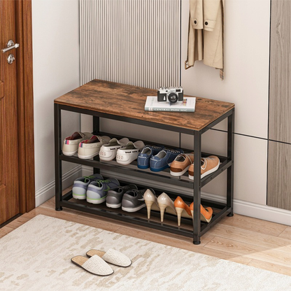 Bancă de depozitare pantofi 62x50x30 cm - Design retro din lemn, stil industrial