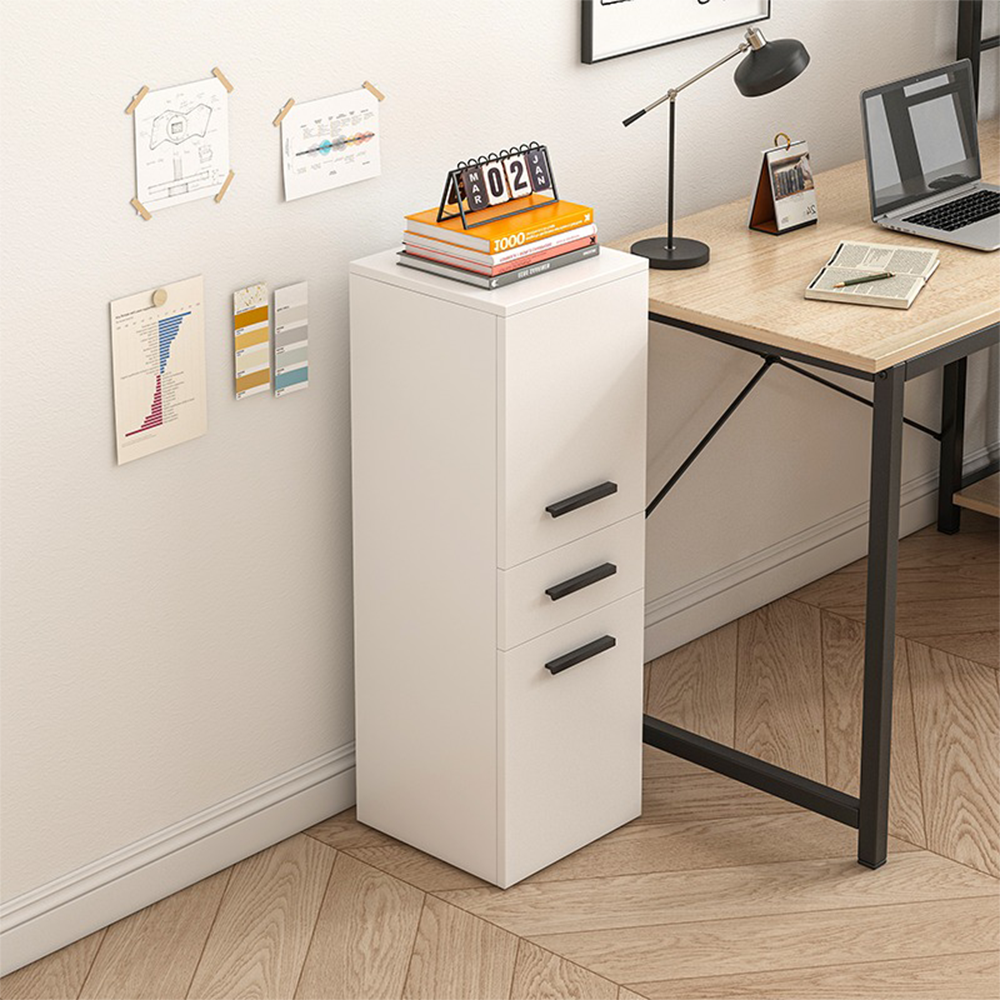 Dulap de birou alb în stil loft cu 2 rafturi și sertar - 85x30x30 cm