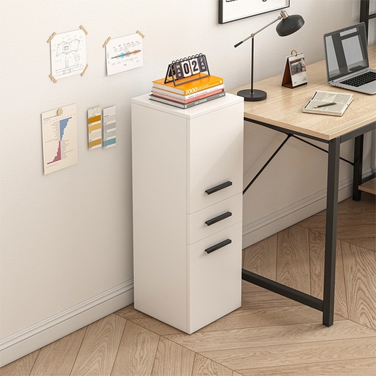 Dulap de birou alb în stil loft cu 2 rafturi și sertar - 85x30x30 cm