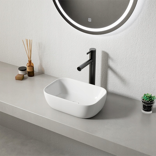 Chiuvetă ovală din ceramică albă lucioasă 37x25,5 cm - design modern