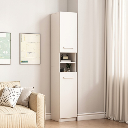 Dulap modern alb cu coloană - 180x32x30 cm, raft versatil din MDF