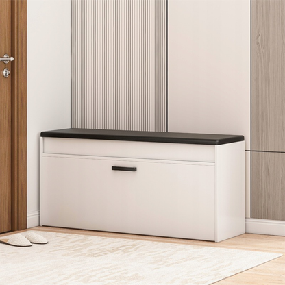 Dulap de pantofi alb cu bancă căptușită și depozitare - 100x49x35 cm