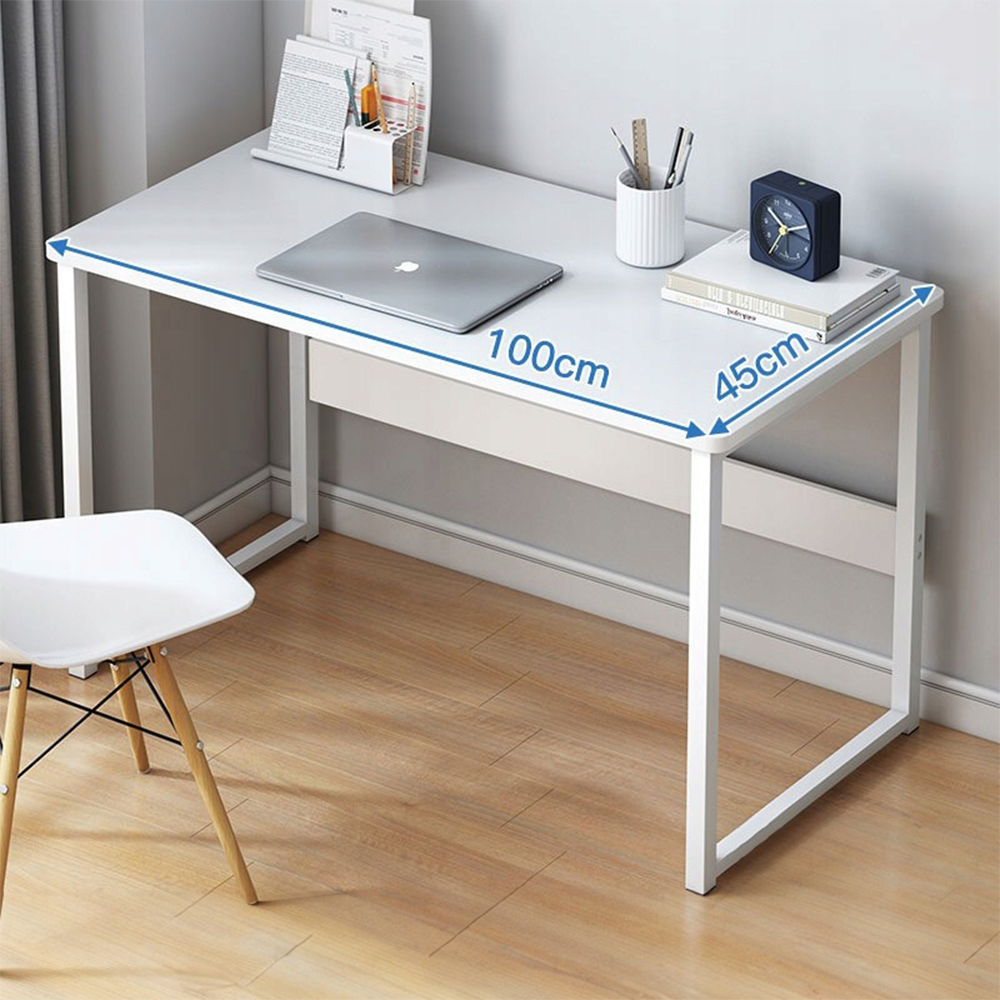 Birou de calculator alb în stil loft modern cu raft de 100 cm