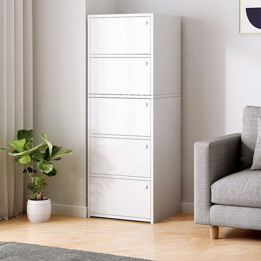 Dulap modern alb - 127x24x40 cm, stil scandinav, 5 rafturi, ideal pentru depozitare și decorare