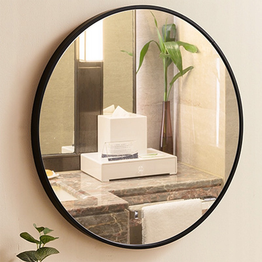 Oglindă rotundă cu ramă subțire - diametru 60 cm, instalare ușoară, design modern