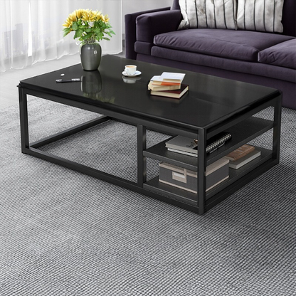 Masă de cafea modernă în stil loft - 120x60x46 cm, MDF, cu raft de depozitare