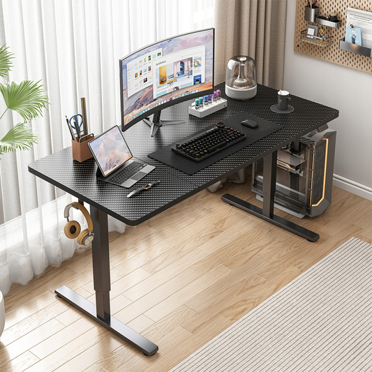 Birou negru reglabil electric pe înălțime - 160x60 cm, ergonomic, pentru jocuri și muncă