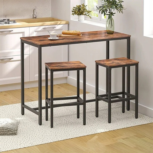 Set masă de bar în stil industrial cu 2 scaune - 100x40x90 cm