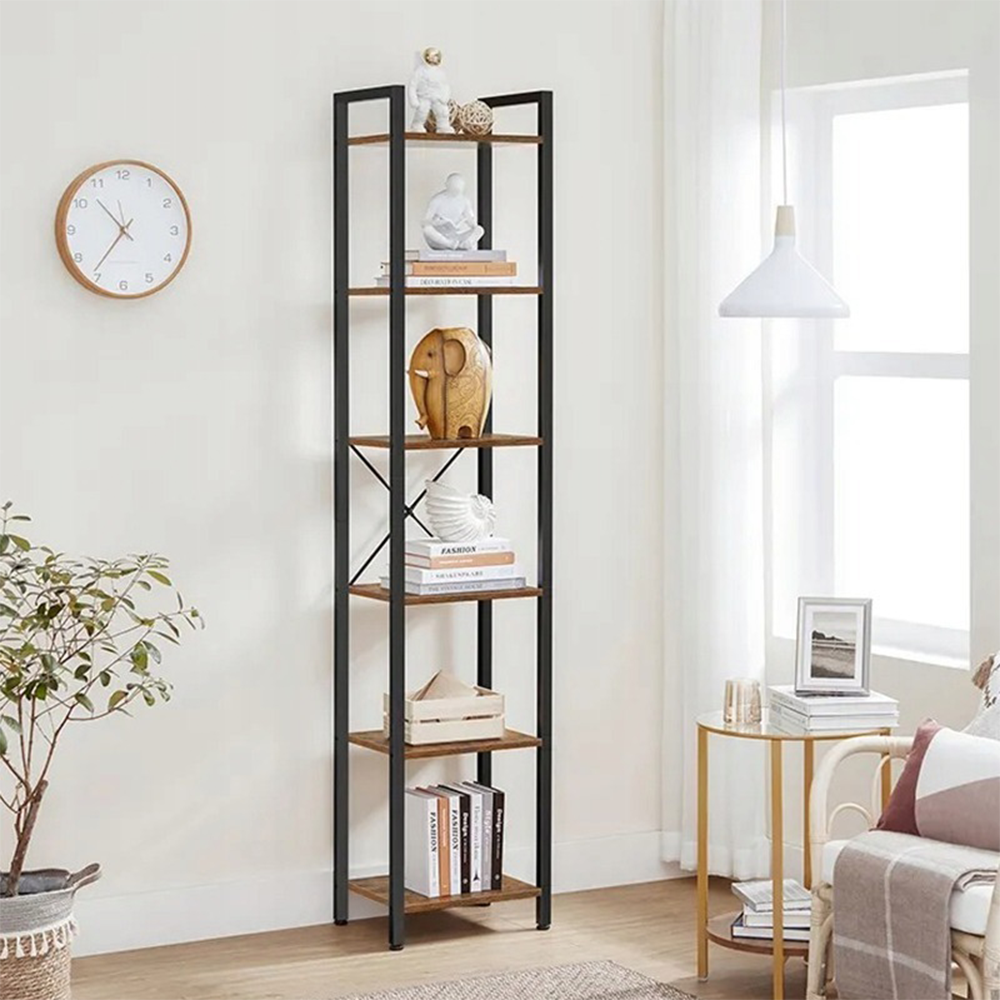 Bibliotecă îngustă în stil loft industrial - 40x30x187,5 cm, cu cadru metalic