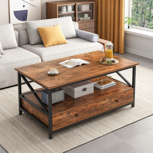 Masă de cafea în stil industrial cu depozitare - 100x55x47 cm