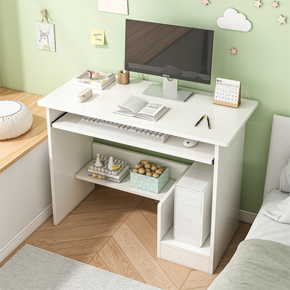Birou compact alb cu sertare pentru tastatură - 80x40x74 cm | Design modern și ergonomic