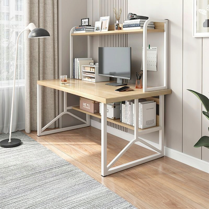 Birou cu rafturi 120x60x150 cm - stejar deschis, stil loft modern