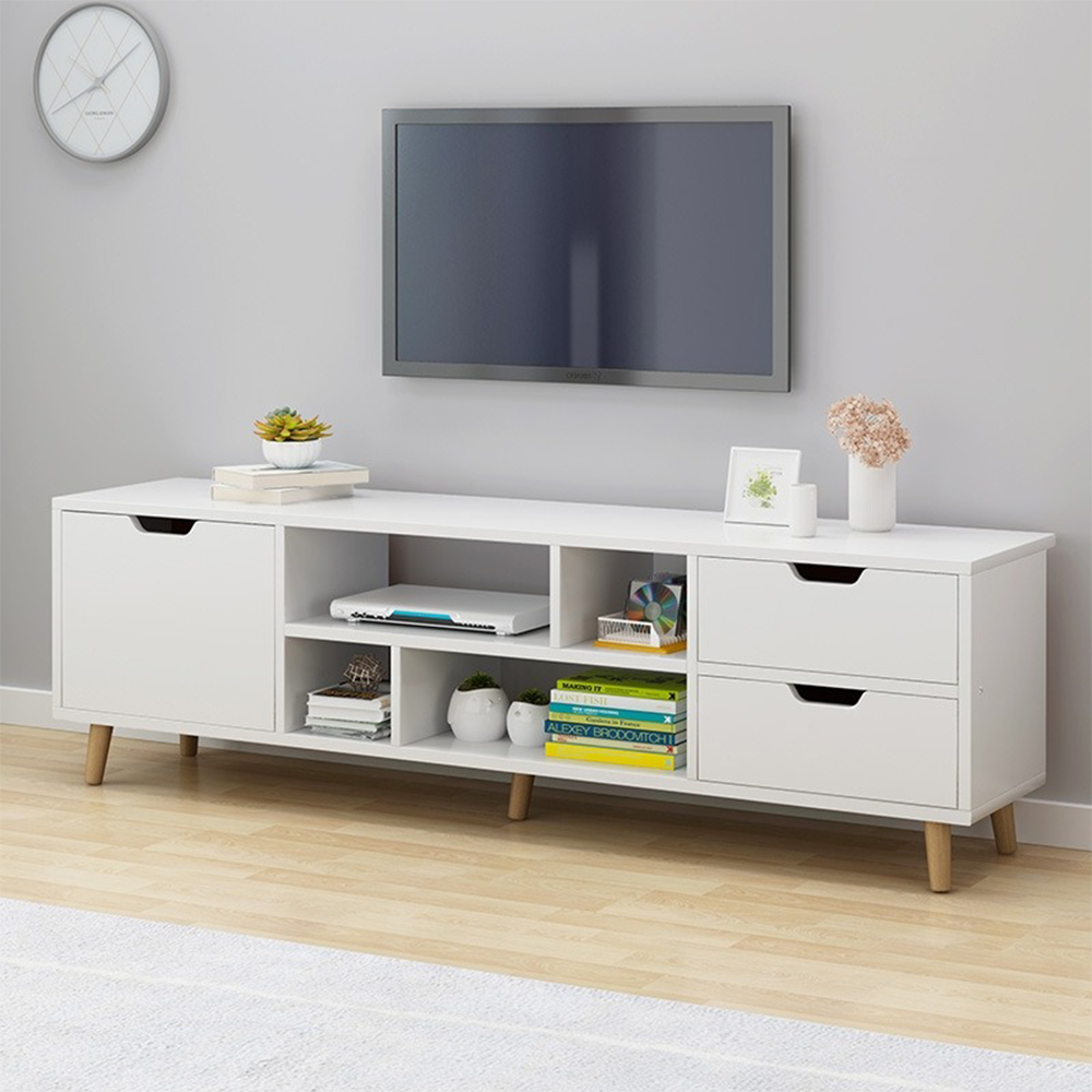 Dulap TV modern alb 140x30x38 cm - Funcționalitate și eleganță în orice interior