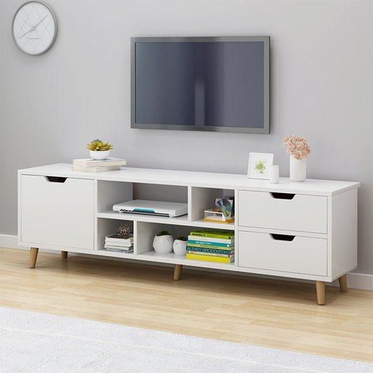 Dulap TV modern alb 140x30x38 cm - Funcționalitate și eleganță în orice interior