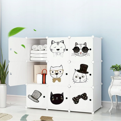 Dulap modular pliabil pentru copii - 111x111x37 cm - ușor, colorat, impermeabil