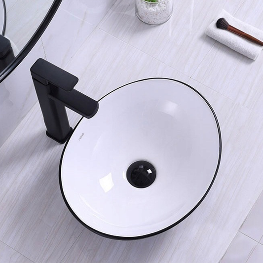 Lavoar ceramic Rebiko - 42x34x15 cm, alb-negru, design modern