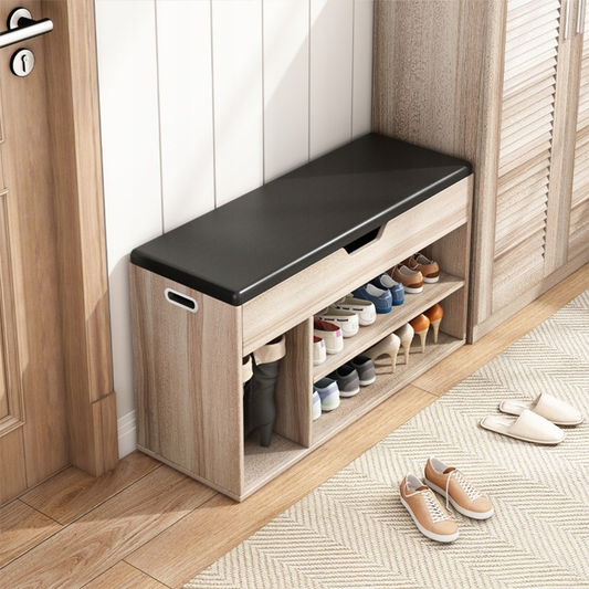 Bancă pentru holul de intrare cu compartiment de depozitare, stejar deschis, 80x30x44 cm - Scaun tapițat din MDF