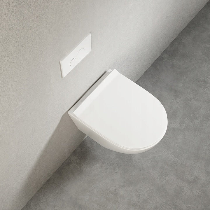 Vas WC alb fără ramă cu capac cu închidere lentă duroplast – toaletă suspendată cu spălare vortex