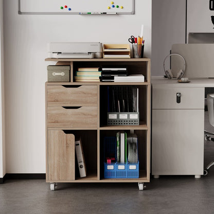 Dulap mobil de birou pentru imprimantă cu roți 60 x 39,5 x 73,5 cm maro deschis