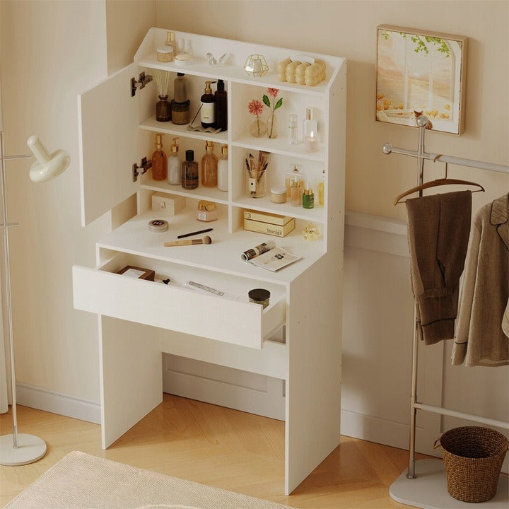 Masă de toaletă modernă cu oglindă rabatabilă, sertar tip loft, glamour