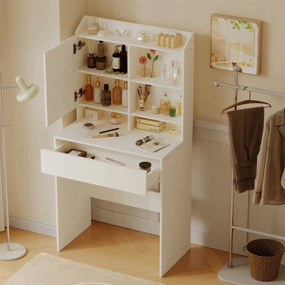 Masă de toaletă modernă cu oglindă rabatabilă, sertar tip loft, glamour