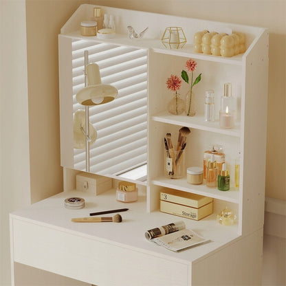 Masă de toaletă modernă cu oglindă rabatabilă, sertar tip loft, glamour