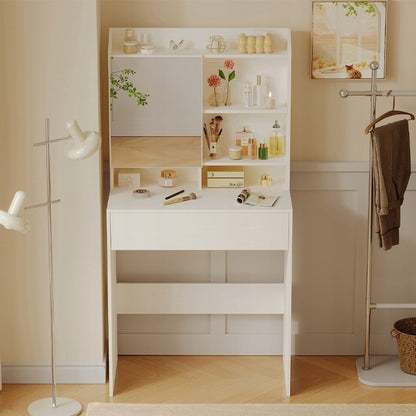 Masă de toaletă modernă cu oglindă rabatabilă, sertar tip loft, glamour