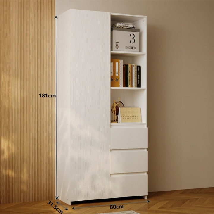 Raft Loft Alb 177 cm – Bibliotecă cu 3 Sertare și Polițe