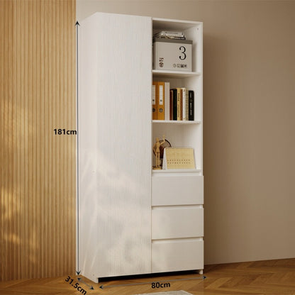 Raft Loft Alb 177 cm – Bibliotecă cu 3 Sertare și Polițe
