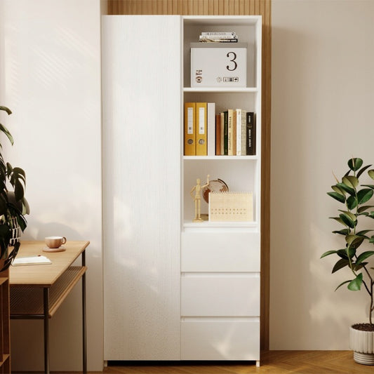 Raft Loft Alb 177 cm – Bibliotecă cu 3 Sertare și Polițe