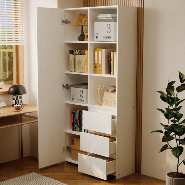 Raft Loft Alb 177 cm – Bibliotecă cu 3 Sertare și Polițe