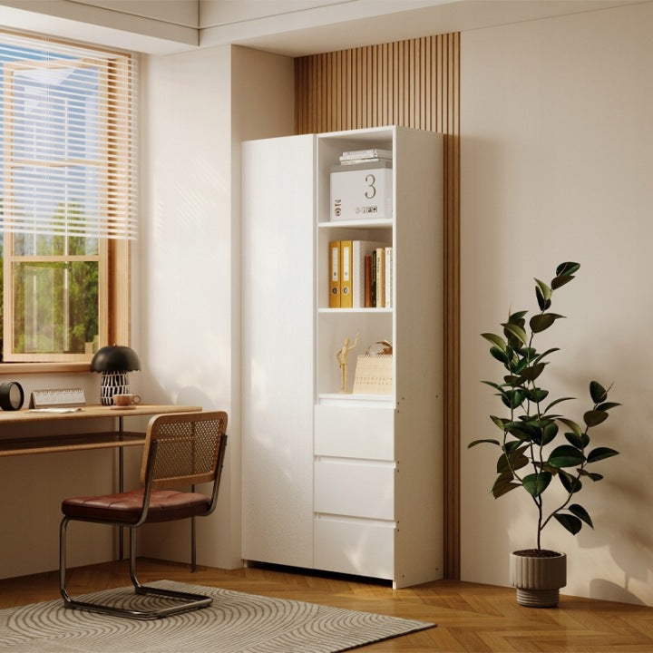 Raft Loft Alb 177 cm – Bibliotecă cu 3 Sertare și Polițe