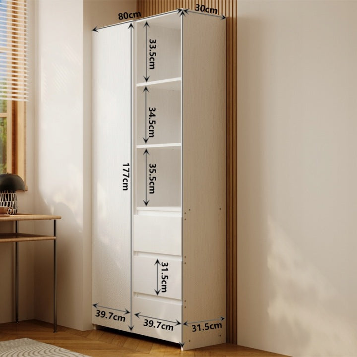 Raft Loft Alb 177 cm – Bibliotecă cu 3 Sertare și Polițe