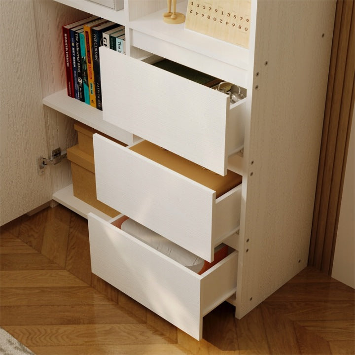 Raft Loft Alb 177 cm – Bibliotecă cu 3 Sertare și Polițe