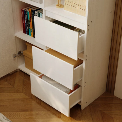 Raft Loft Alb 177 cm – Bibliotecă cu 3 Sertare și Polițe