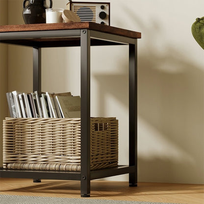 Măsuță pătrată cu raft, stil retro vintage loft, 55 cm