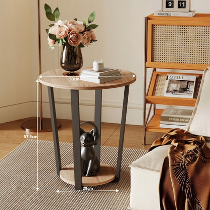 Măsuță de Cafea Loft Industrial 50 cm – Masă Maro Deschis pentru Living