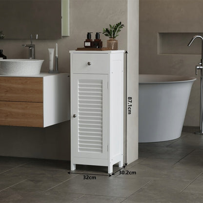 Dulap Coloană pentru Baie Alb 87 cm – Loft cu Sertar și Polițe