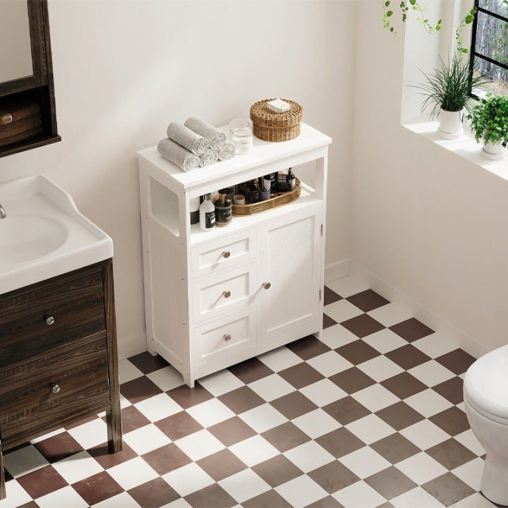 Dulap pentru Baie Alb cu 3 Sertare – Dulap Loft de Podea 60 cm